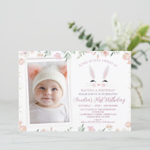 Foto Warm Wildflowers Some bunny 1st Birthday Kaart