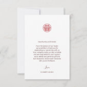 Foto | Waterverf Boho Chinese bruiloft Bedankkaart (Achterkant)