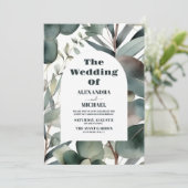 Foto Waterverf groen eucalyptus bruiloft Kaart (Staand voorkant)