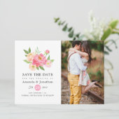 Foto Waterverf Peonies Weddenschap Save The Date (Staand voorkant)