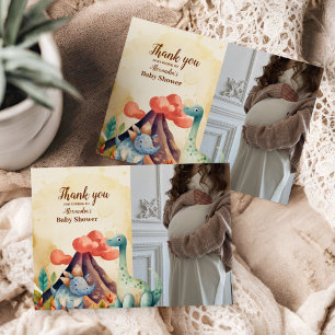 Foto Waterverf Schattigee Dinosaurus Groen Jongen Bedankkaart