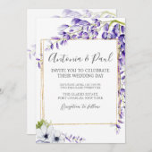 Foto Waterverf Wisteria Blooms QR Code Wedding Kaart (Voorkant / Achterkant)