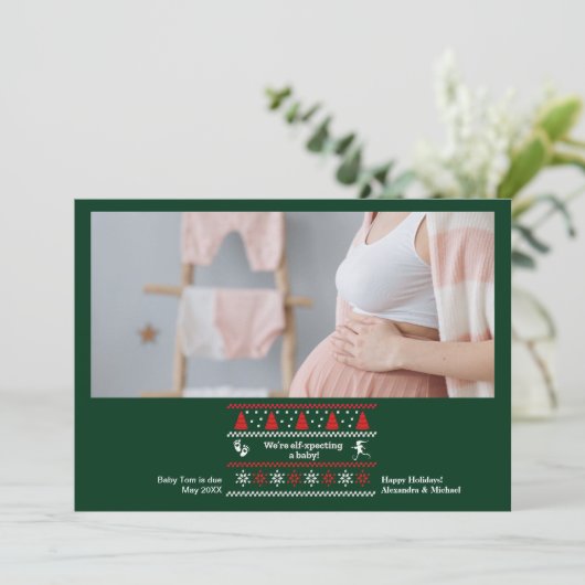 Foto We verwachten Zwangerschapsaankondiging Feestdagenkaart (Staand voorkant)