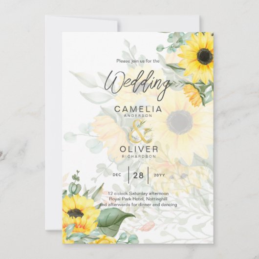 Foto Weddenschap met zonnebloemen Kaart (Voorkant)