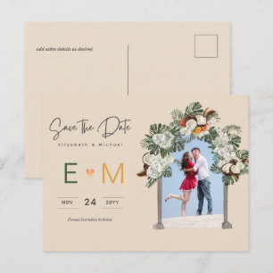 Foto Weddenschap Save the Date Cream Floral Briefk Briefkaart