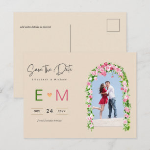 Foto Weddenschap Save the Date Pink Floral Briefka Briefkaart