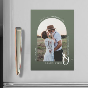 Foto Wedding Green Save the Date Magnetische Kaart