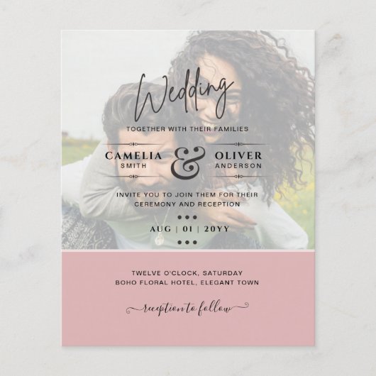 FOTO WEDDING INVITATION Budget Overlay Text LeahG Flyer (Voorkant)