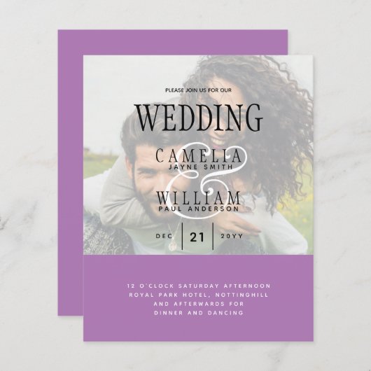 FOTO WEDDING INVITATION Overlay Text LeahG BUDGET (Voorkant / Achterkant)