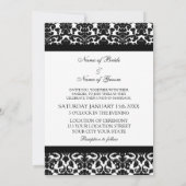 Foto Wedding Invitations Black Damask Kaart (Achterkant)