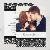 Foto Wedding Invitations Black Damask Kaart (Voorkant / Achterkant)