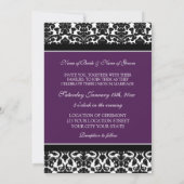 Foto Wedding Invitations Plum Black Damask Kaart (Achterkant)