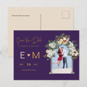 Foto Wedding Save the Date Paars Floral Briefkaart