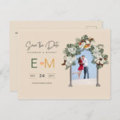 Foto Wedding Save the Date Terracotta Herfst Flora Briefkaart (Voorkant / Achterkant)