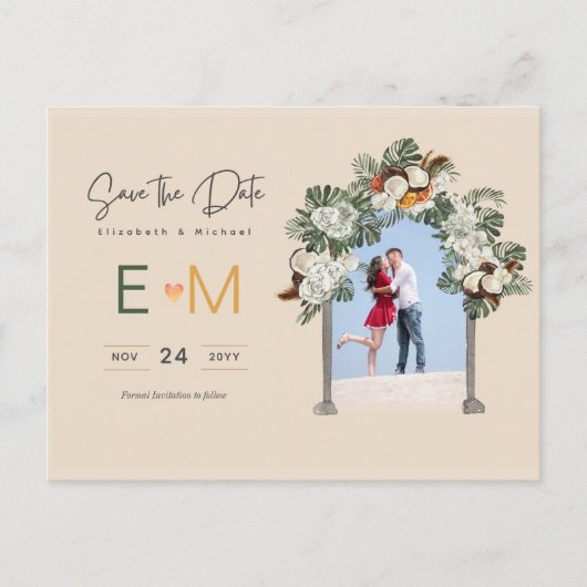 Foto Wedding Save the Date Terracotta Herfst Flora Briefkaart (Voorkant)