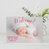 Foto Welkom Newborn Birth Script Simple Stats Aankondiging (Staand voorkant)