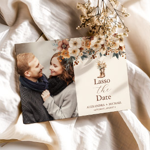 Foto Westerne Laarzen Bloemen Terracotta bruiloft Save The Date