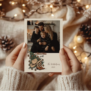 Foto Westerse Prettig Kerstfeest Y'all Feestdagenkaart