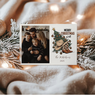 Foto Westerse Prettig Kerstfeest Y'all Feestdagenkaart
