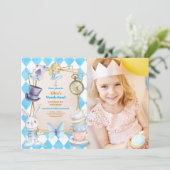 Foto Whimsical Alice in Wonderland Verjaardagsfees Kaart (Staand voorkant)