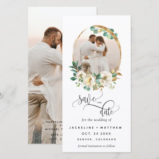Foto White Mustard Wedding Save the Date Bladwijze (Voorkant / Achterkant)