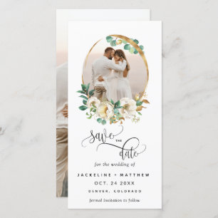 Foto White Mustard Wedding Save the Date Bladwijze
