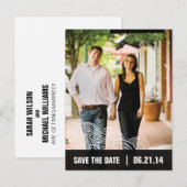 Foto White Pattern/Black Box Save the Date 01 Aankondigingskaart (Voorkant / Achterkant)