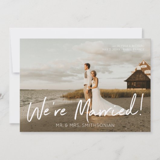 Foto & White Typography Wedding Announding Kaart (Voorkant)