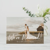Foto & White Typography Wedding Announding Kaart (Staand voorkant)