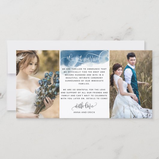 Foto, Wij zijn getrouwd Huwelijks-/elopementsaanko Aankondiging (Voorkant)