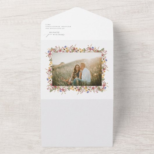 Foto Wildflower Garden Wedding of Seal and Send All In One Uitnodiging (Buitenkant)