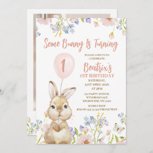 Foto Wildflower Some Bunny 1st Birthday Kaart