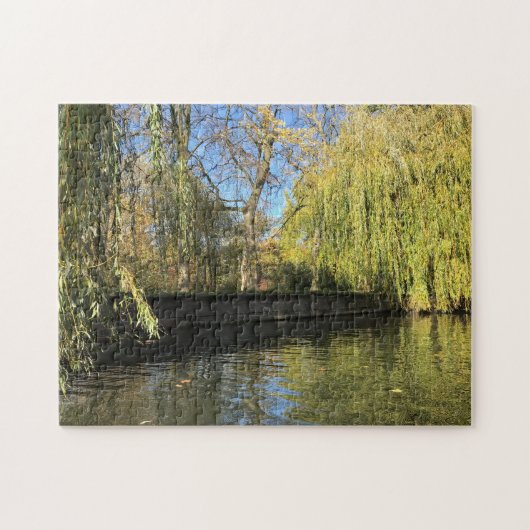 Foto Willow Trees River Reflections Legpuzzel (Horizontaal)
