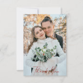 Foto Winter Red Text Wedding Blank Bedankt (Voorkant)
