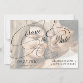 Foto wit en zwart script bruiloft opslaan van de d magnetische uitnodiging (Voorkant)