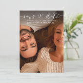 Foto Wit Handgeschreven Save the Date (Staand voorkant)