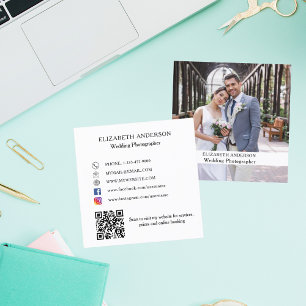 Foto wit zwart QR code social media Vierkante Visitekaartje