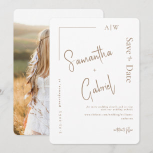 Foto Witte Moderne Trouwkaart Save the Date