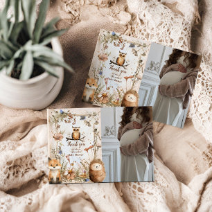 Foto Woodland Forest Dieren Baby shower Bedankkaart