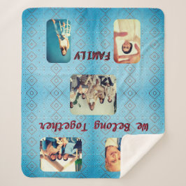 Foto Zacht Blauw Retro Diamant Patroon Sherpa Deken