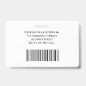 Foto Zakelijk Personeel Leverancier Badge (Achterkant)