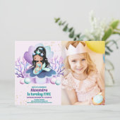 Foto Zeemeermin Magische Verjaardagsfeest Kaart (Staand voorkant)