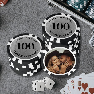 Foto Zilver 100 Genummerd Poker Chips