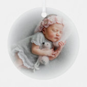 Foto Zilver Wit Metalen Ornament (Voorkant)