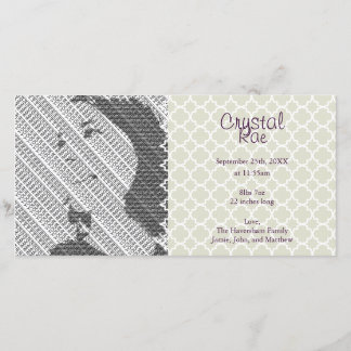 Foto Zilveren Baby Geboorteaankondiging Fotokaarte Aankondiging