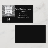 Foto: zilvergrijs en zwart metallisch uiterlijk visitekaartje (Voorkant / Achterkant)