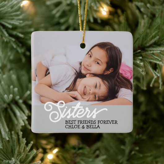 Foto Zisters personaliseren Keramisch Ornament (Boom)