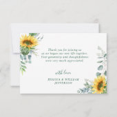 FOTO Zonnebloemen Eucalyptus Wedding Rustisch Bedankkaart (Achterkant)