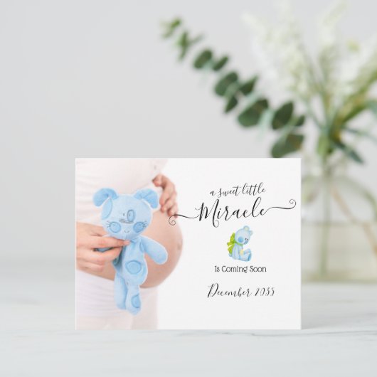 Foto Zwangerschap Aankondiging | Zoete mirakel Briefkaart (Staand voorkant)