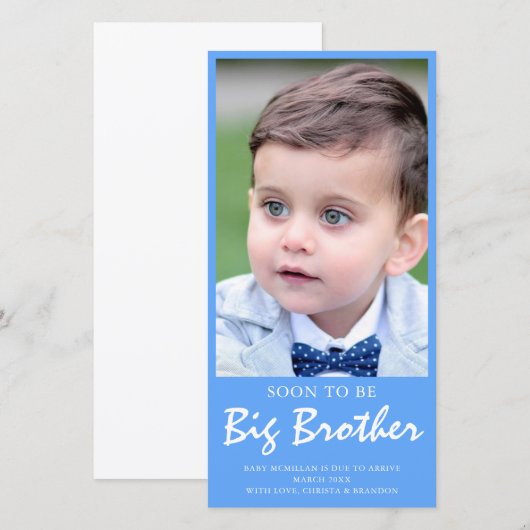Foto Zwangerschap Grote Broer Blauwe Aankondiging (Voorkant / Achterkant)